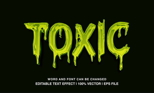 Toxic editable text effect template, 3d bold cartoon glossy font style typeface, premium vector