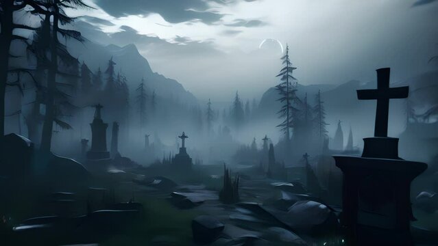 A dense mist hangs over a tranquil valley the tered graves below the only clue to the sinister secret buried within..