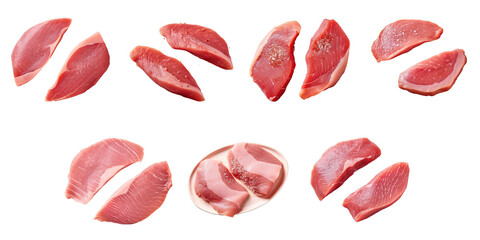 Png Set Closeup of isolated duck breast fillets on a transparent background