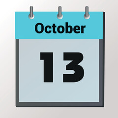 vector calendar page with date November 13, light colors
