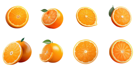 Png Set Half of an orange a fruit alone on a transparent background