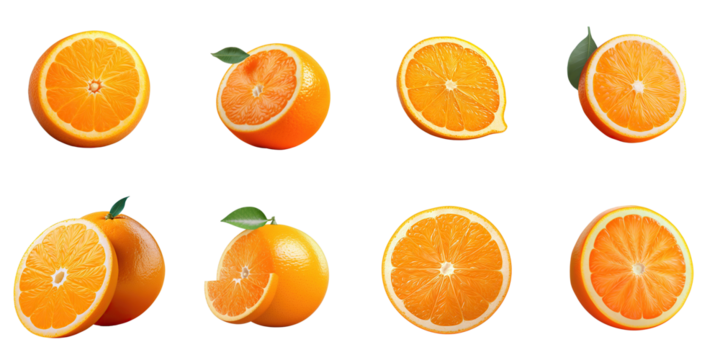 Png Set Half of an orange a fruit alone on a transparent background
