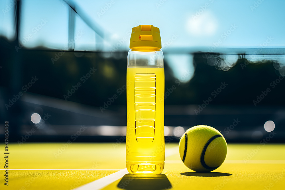 Wall mural tennis themed hydration bottle