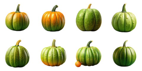 Png Set Green pumpkin on a transparent background
