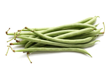 Fresh needle beans on white background