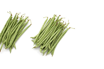 Fresh needle beans on white background