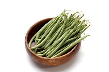 Fresh needle beans on white background