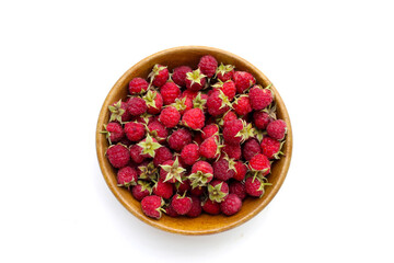 Fresh raspberry on white background.