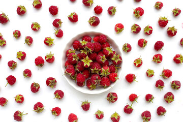 Fresh raspberry on white background.