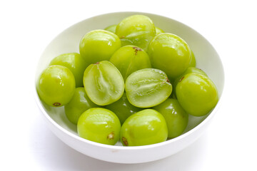 Shine muscat grape on white background.