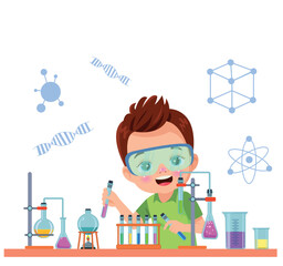 little scientist doing experiments and research