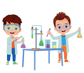 little scientist doing experiments and research