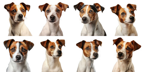 Png Set Curious Jack Russell Terrier dog closeup on a transparent background isolated