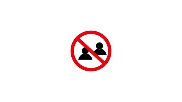 No couple or group sign, person silhouette symbol, prohibited ban stop sign red alert animation background. k1_1087