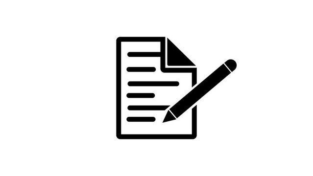 Edit icon, document icon, note on paper with black pen simple design animation background. k1_1089