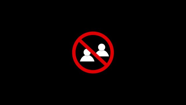 No couple or group sign, person silhouette symbol, prohibited ban stop sign red alert animation background. k1_1088