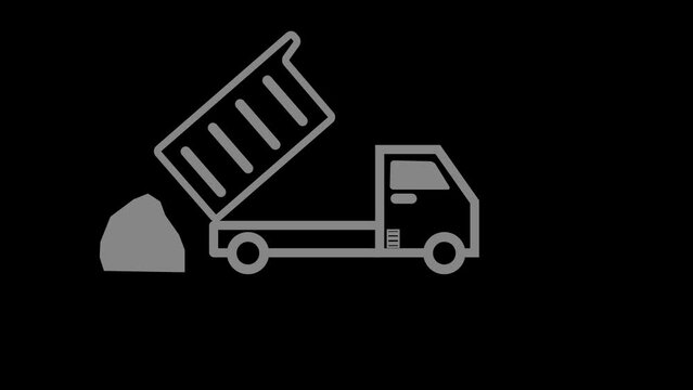 Dump Truck line icon, that disposes of garbage with a dump truck simple design animation background. k1_1103