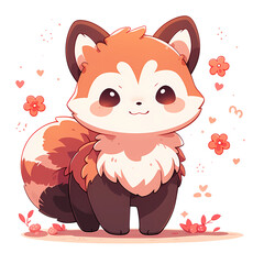 Kawaii Red Panda Clipart Illustration