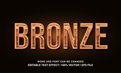Bronze editable text effect template, metal texture effect bold bronze glossy style, premium vector	