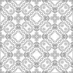 Abstract  background with figures from lines. Black and white texture for web page, textures, card, poster, fabric, textile. Monochrome pattern. Repeating design.