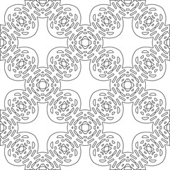 Abstract  background with figures from lines. Black and white texture for web page, textures, card, poster, fabric, textile. Monochrome pattern. Repeating design.