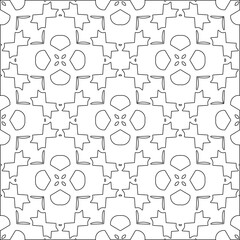 Abstract  background with figures from lines. Black and white texture for web page, textures, card, poster, fabric, textile. Monochrome pattern. Repeating design.