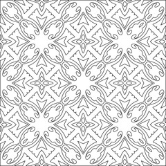 Abstract  background with figures from lines. Black and white texture for web page, textures, card, poster, fabric, textile. Monochrome pattern. Repeating design.