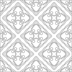 Abstract  background with figures from lines. Black and white texture for web page, textures, card, poster, fabric, textile. Monochrome pattern. Repeating design.