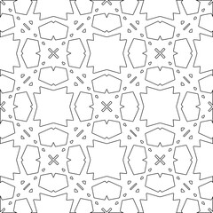 Abstract  background with figures from lines. Black and white texture for web page, textures, card, poster, fabric, textile. Monochrome pattern. Repeating design.