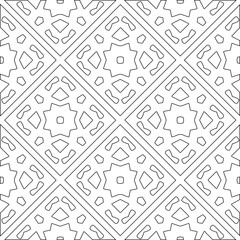 Abstract  background with figures from lines. Black and white texture for web page, textures, card, poster, fabric, textile. Monochrome pattern. Repeating design.