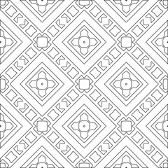 Abstract  background with figures from lines. Black and white texture for web page, textures, card, poster, fabric, textile. Monochrome pattern. Repeating design.