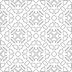 Abstract  background with figures from lines. Black and white texture for web page, textures, card, poster, fabric, textile. Monochrome pattern. Repeating design.