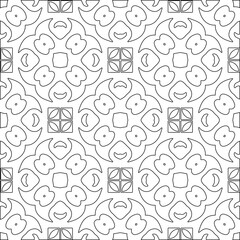 Abstract  background with figures from lines. Black and white texture for web page, textures, card, poster, fabric, textile. Monochrome pattern. Repeating design.