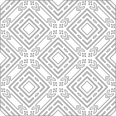 Abstract  background with figures from lines. Black and white texture for web page, textures, card, poster, fabric, textile. Monochrome pattern. Repeating design.