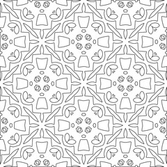 Abstract  background with figures from lines. Black and white texture for web page, textures, card, poster, fabric, textile. Monochrome pattern. Repeating design.