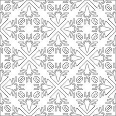 Abstract  background with figures from lines. Black and white texture for web page, textures, card, poster, fabric, textile. Monochrome pattern. Repeating design.