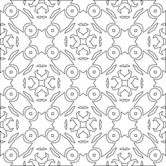 Abstract  background with figures from lines. Black and white texture for web page, textures, card, poster, fabric, textile. Monochrome pattern. Repeating design.