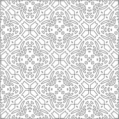 Abstract  background with figures from lines. Black and white texture for web page, textures, card, poster, fabric, textile. Monochrome pattern. Repeating design.