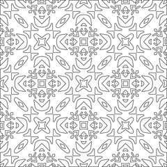 Abstract  background with figures from lines. Black and white texture for web page, textures, card, poster, fabric, textile. Monochrome pattern. Repeating design.