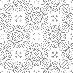 Abstract  background with figures from lines. Black and white texture for web page, textures, card, poster, fabric, textile. Monochrome pattern. Repeating design.