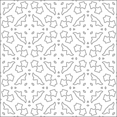 Abstract  background with figures from lines. Black and white texture for web page, textures, card, poster, fabric, textile. Monochrome pattern. Repeating design.