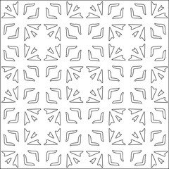 Abstract  background with figures from lines. Black and white texture for web page, textures, card, poster, fabric, textile. Monochrome pattern. Repeating design.