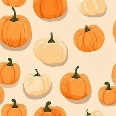 Halloween cute orange pumpkins illustration seamless pattern, pink and adorable,  gift packing and Halloween fabric pattern backgrounds.
