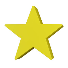 A 3D Yellow Star Illustration isolated on a white background