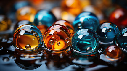 A visually striking image of dynamic abstract forms resembling floating bubbles, set against a lively and multicolored backdrop.