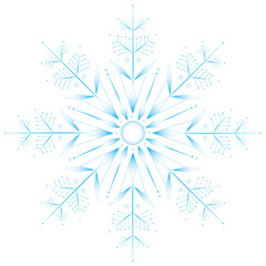 Obraz premium Lace snowflake icon, symbol, vector illustration. Single symbolic blue-white one snowflake, object isolated on white background.
