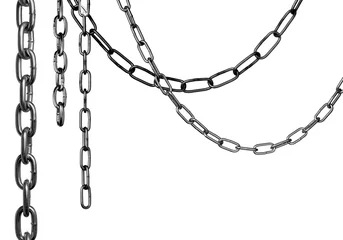 Foto op Plexiglas Set with different metal chains isolated on white © New Africa