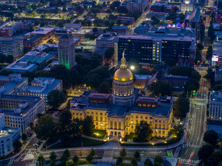 Beautiful aerial photo of the Georgia Capitol Building Atlanta circa September 2023
