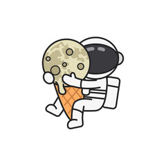 Cute astronaut with ice cream. Vector illustration in flat style.