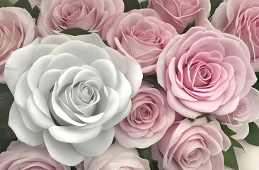 花束の贈り物：様々な柔らかい色のバラ、ブーケ、お祝い